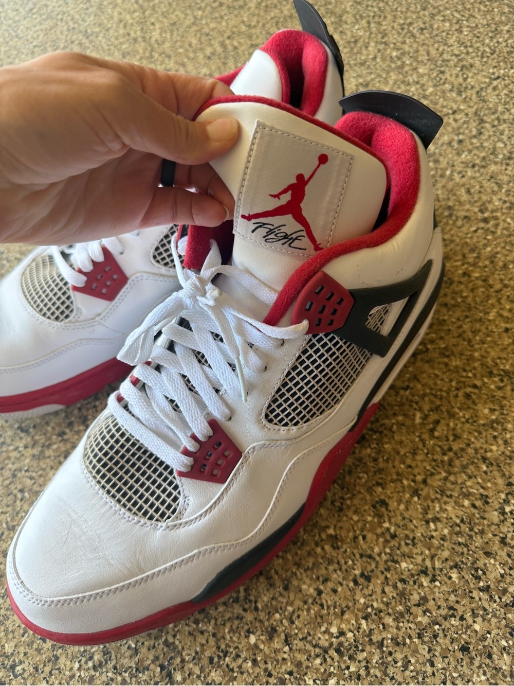 Jordan Men's White and Red Sneakers - Picture 2 of 4